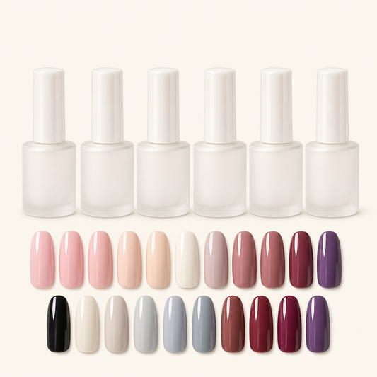 Gel polish collection on ivory background